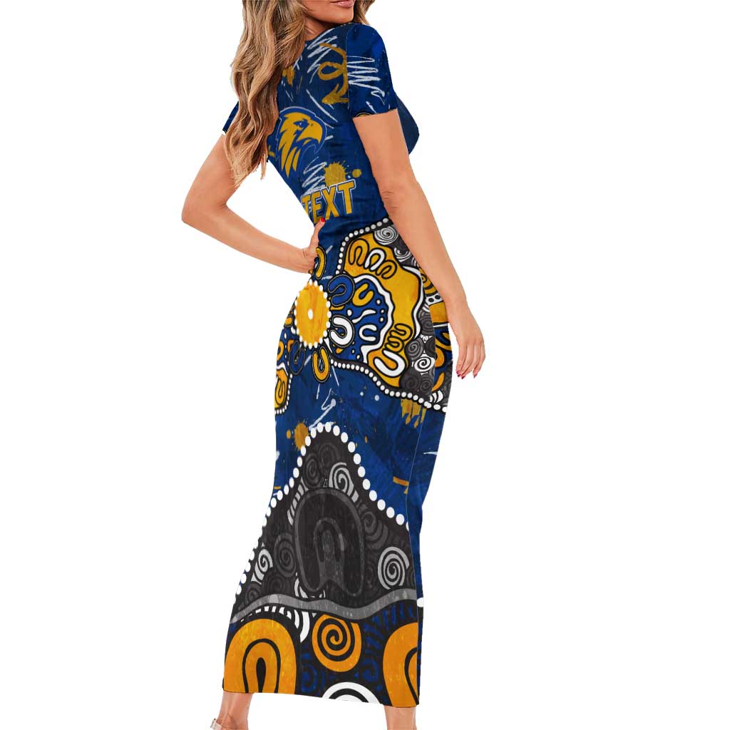 Personalized West Coast Eagles Short Sleeve Bodycon Dress Aboriginal Dot Painting Graffiti Style