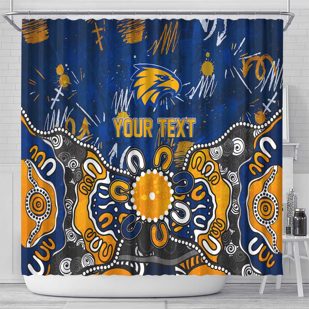 Personalized West Coast Eagles Shower Curtain Aboriginal Dot Painting Graffiti Style