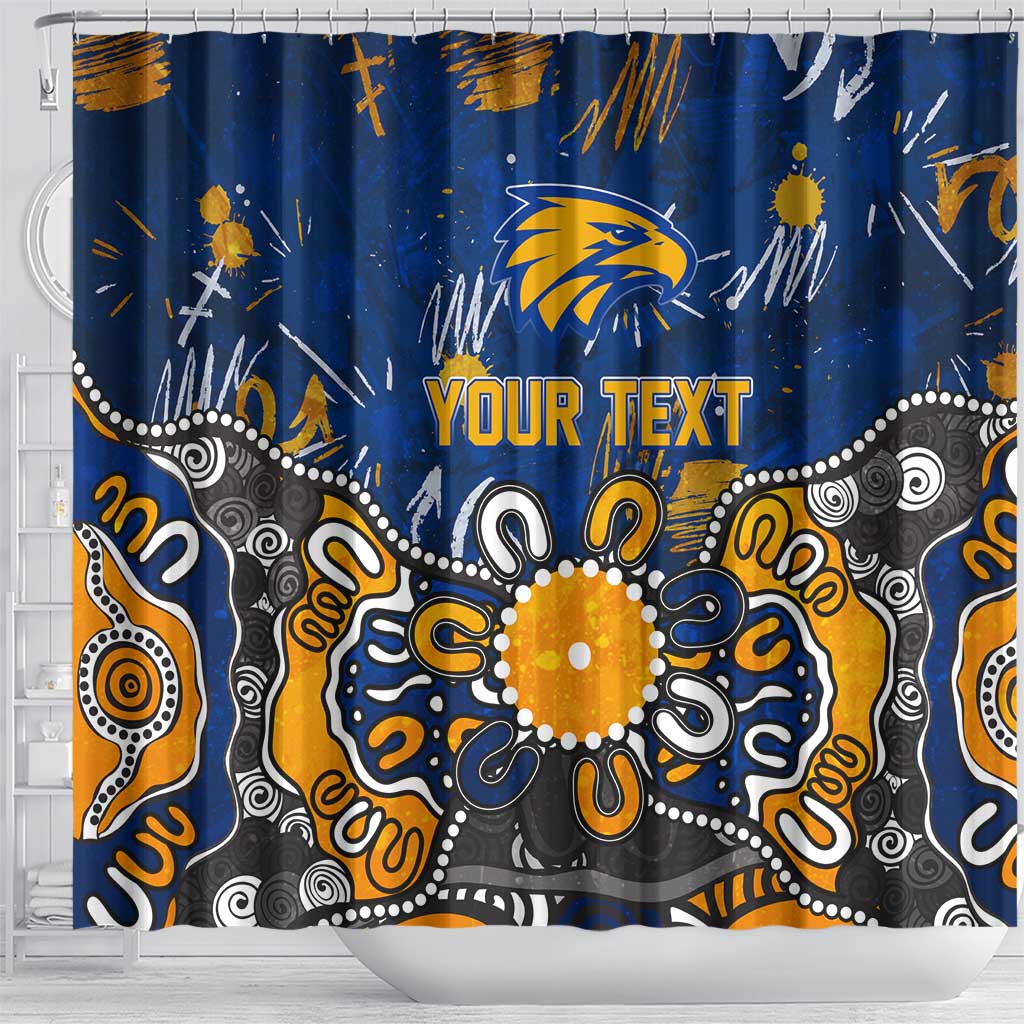 Personalized West Coast Eagles Shower Curtain Aboriginal Dot Painting Graffiti Style