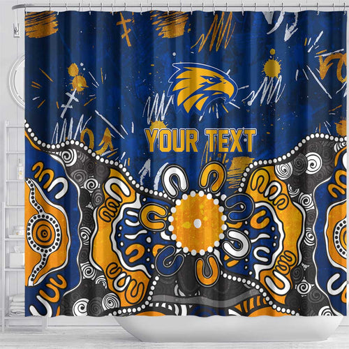 Personalized West Coast Eagles Shower Curtain Aboriginal Dot Painting Graffiti Style