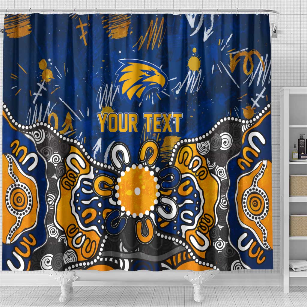 Personalized West Coast Eagles Shower Curtain Aboriginal Dot Painting Graffiti Style