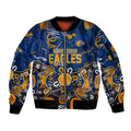 Personalized West Coast Eagles Sleeve Zip Bomber Jacket Aboriginal Dot Painting Graffiti Style