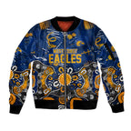 Personalized West Coast Eagles Sleeve Zip Bomber Jacket Aboriginal Dot Painting Graffiti Style