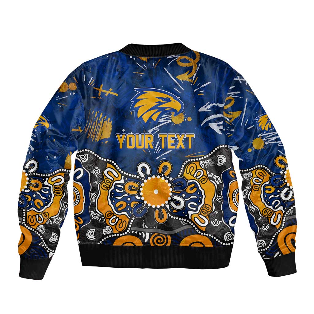 Personalized West Coast Eagles Sleeve Zip Bomber Jacket Aboriginal Dot Painting Graffiti Style