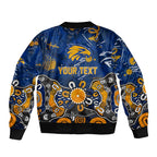 Personalized West Coast Eagles Sleeve Zip Bomber Jacket Aboriginal Dot Painting Graffiti Style
