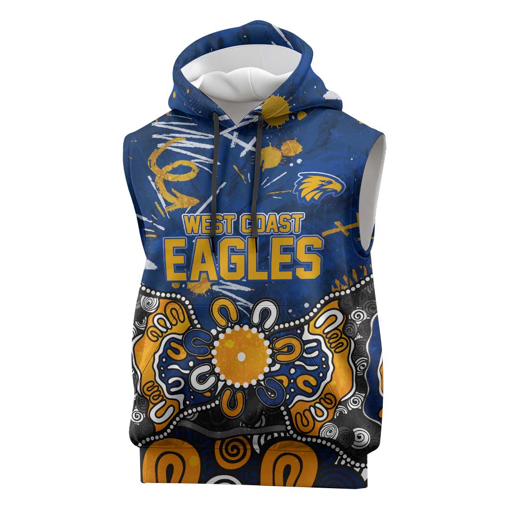 Personalized West Coast Eagles Sleeveless Hoodie Aboriginal Dot Painting Graffiti Style