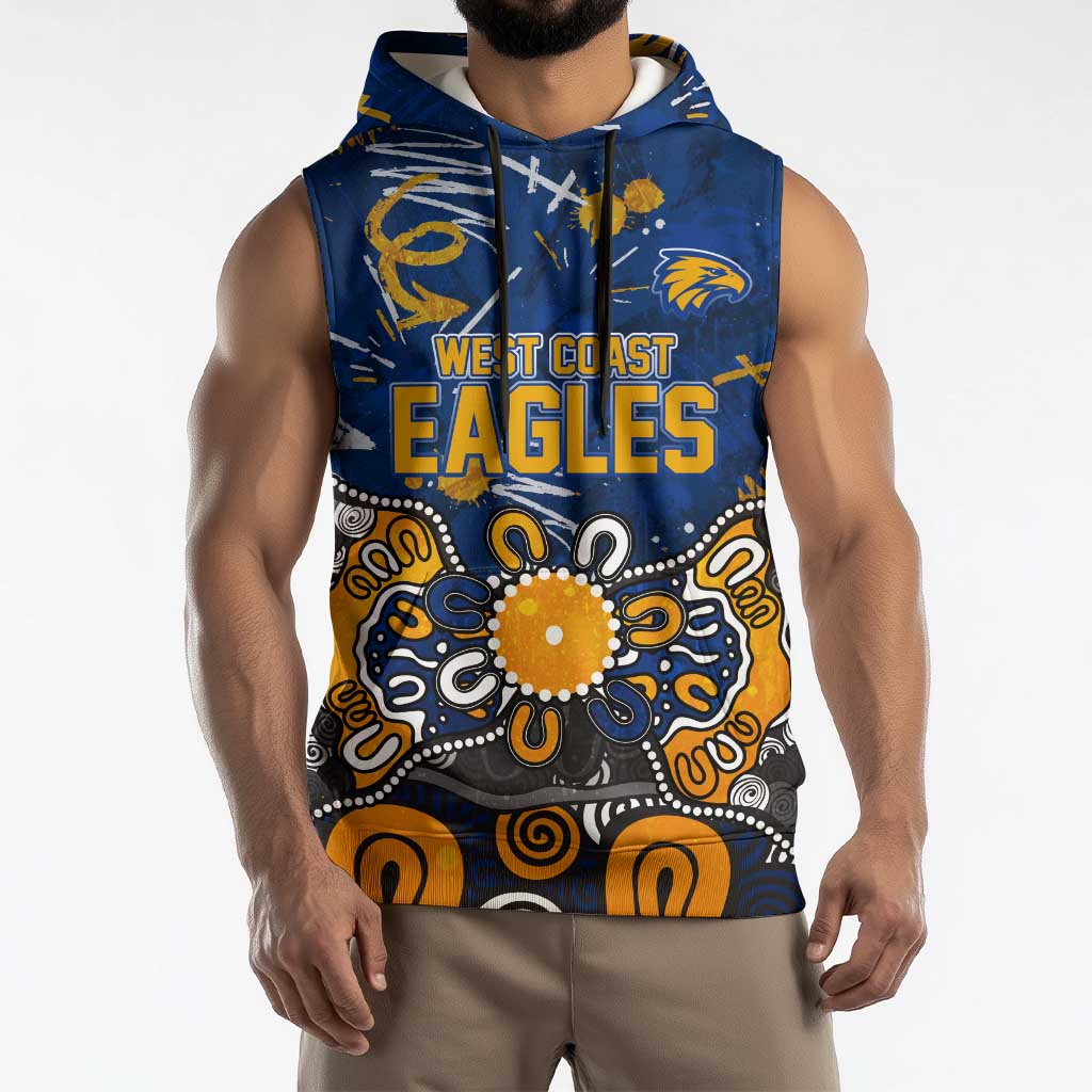 Personalized West Coast Eagles Sleeveless Hoodie Aboriginal Dot Painting Graffiti Style