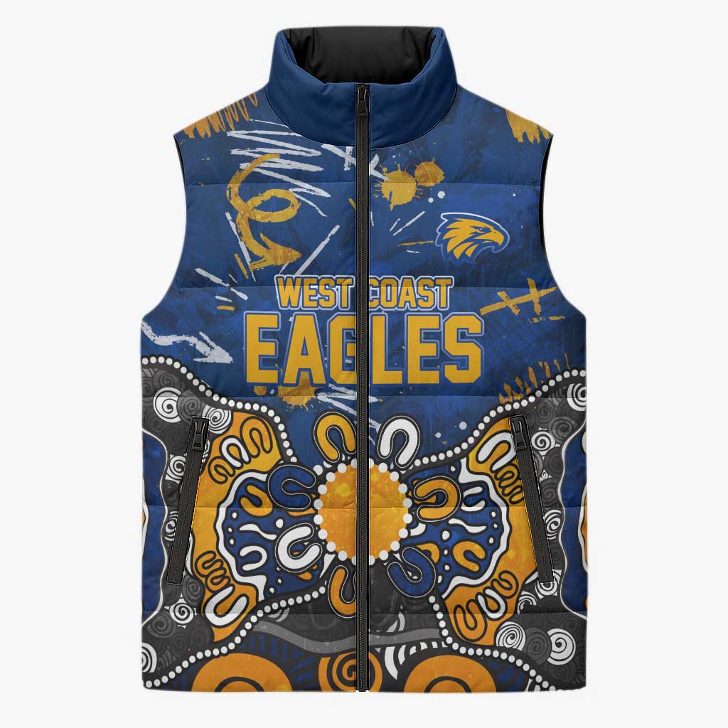 Personalized West Coast Eagles Sleeveless Puffer Jacket Aboriginal Dot Painting Graffiti Style