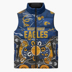 Personalized West Coast Eagles Sleeveless Puffer Jacket Aboriginal Dot Painting Graffiti Style