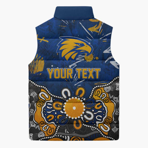 Personalized West Coast Eagles Sleeveless Puffer Jacket Aboriginal Dot Painting Graffiti Style