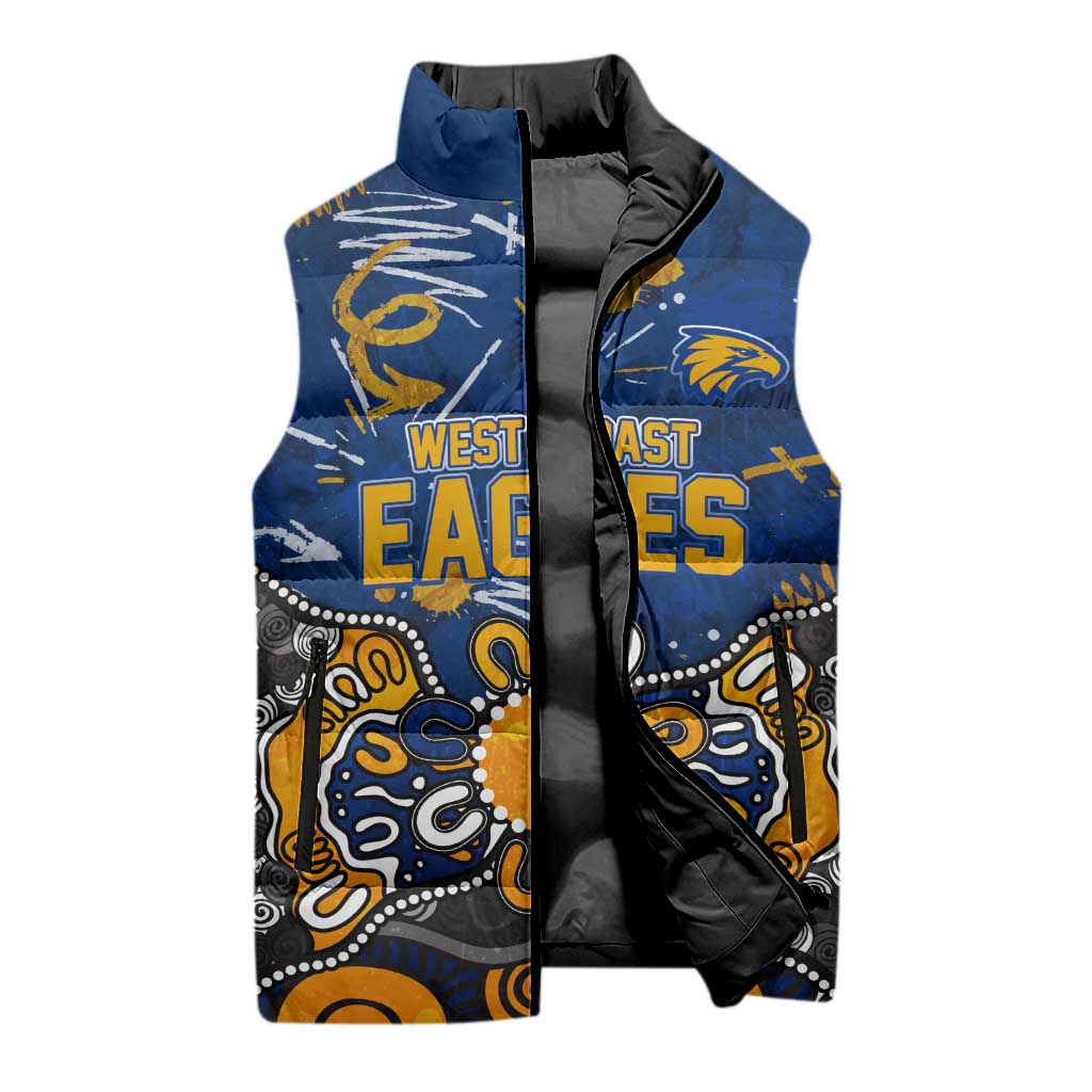 Personalized West Coast Eagles Sleeveless Puffer Jacket Aboriginal Dot Painting Graffiti Style