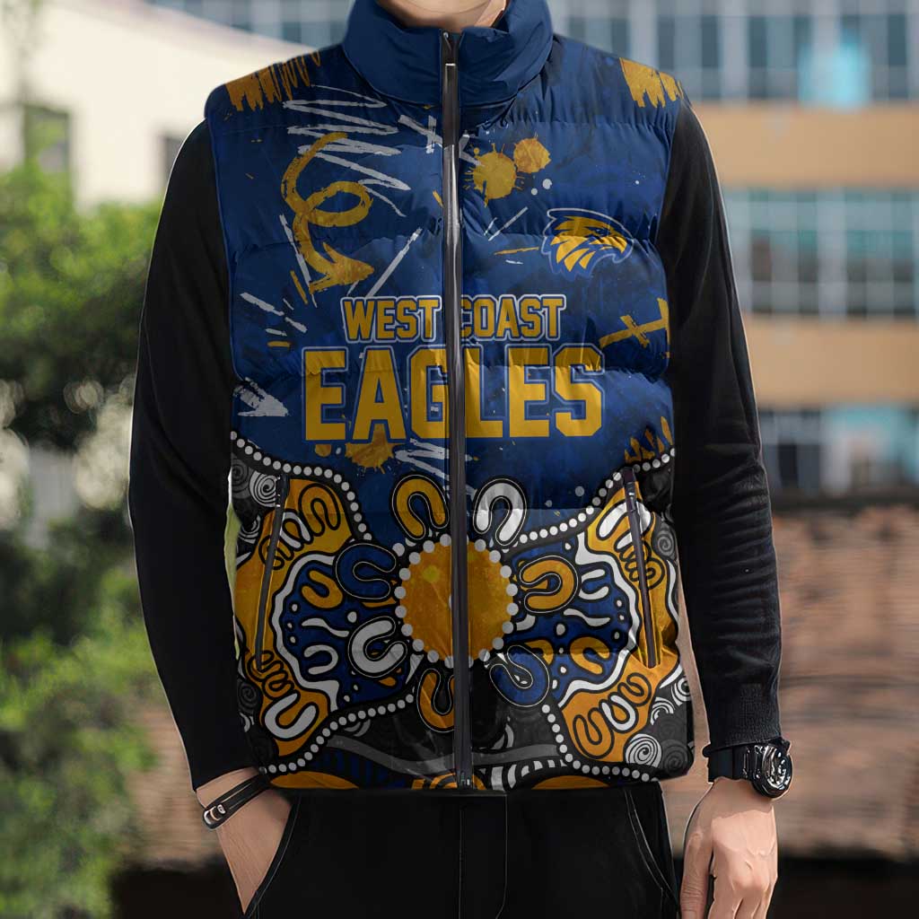 Personalized West Coast Eagles Sleeveless Puffer Jacket Aboriginal Dot Painting Graffiti Style