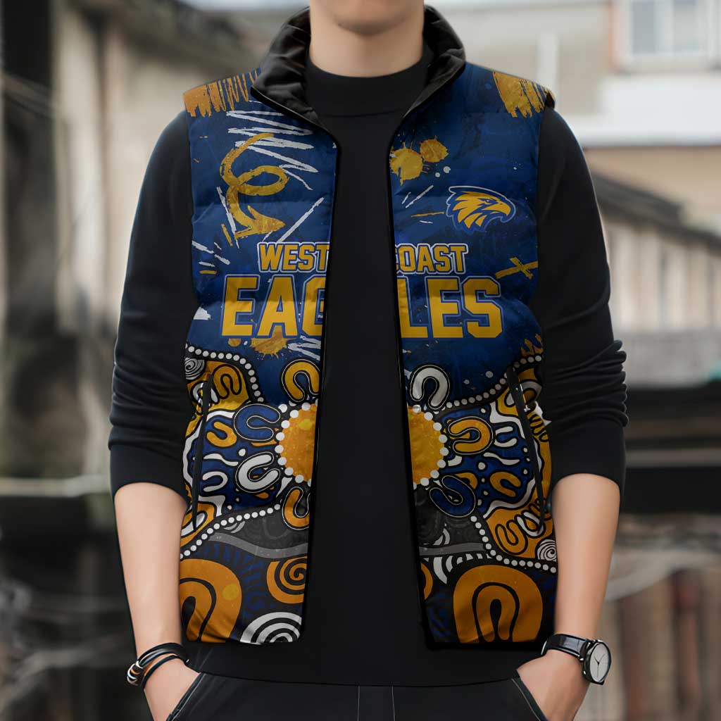 Personalized West Coast Eagles Sleeveless Puffer Jacket Aboriginal Dot Painting Graffiti Style