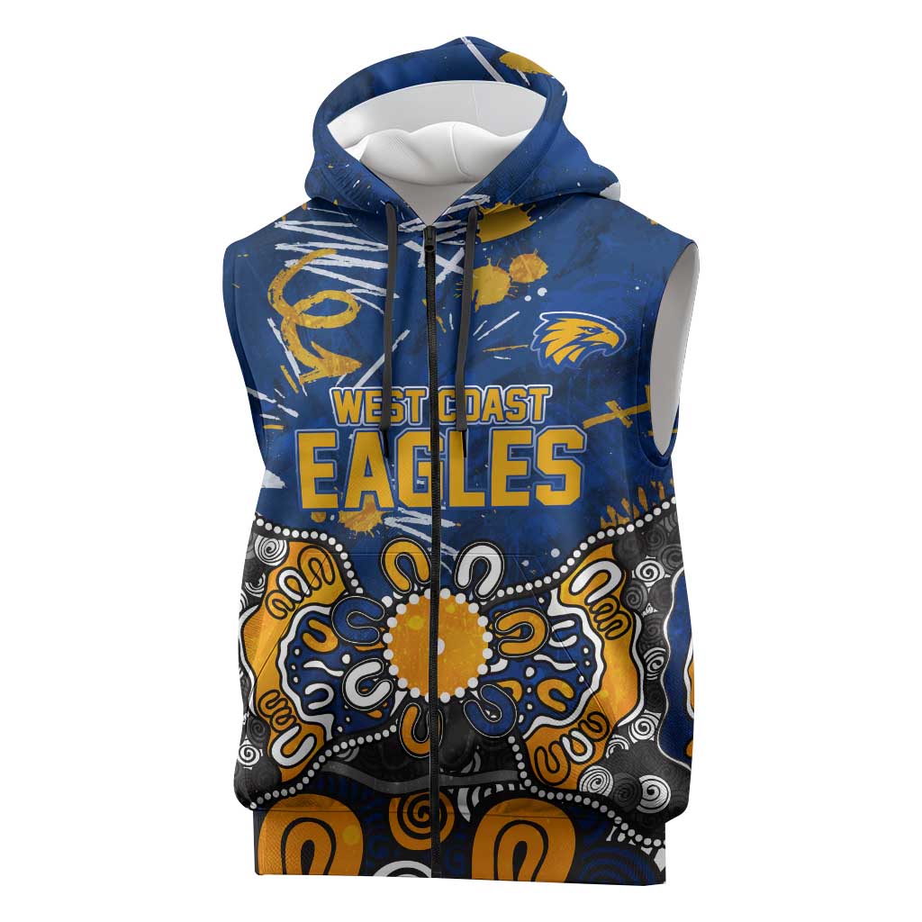 Personalized West Coast Eagles Sleeveless Zip Hoodie Aboriginal Dot Painting Graffiti Style