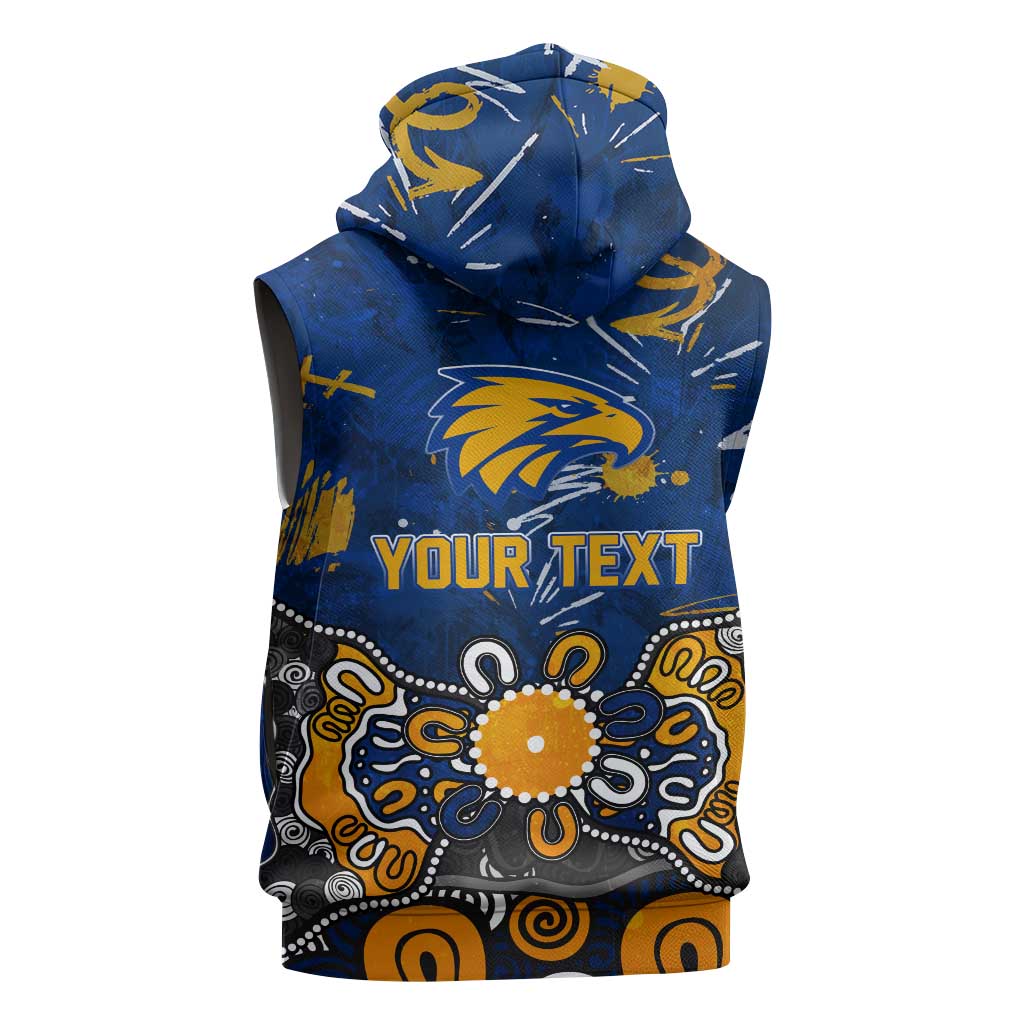 Personalized West Coast Eagles Sleeveless Zip Hoodie Aboriginal Dot Painting Graffiti Style