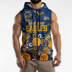 Personalized West Coast Eagles Sleeveless Zip Hoodie Aboriginal Dot Painting Graffiti Style