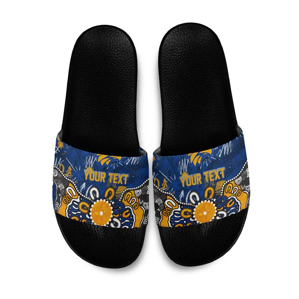 Personalized West Coast Eagles Slide Sandals Aboriginal Dot Painting Graffiti Style