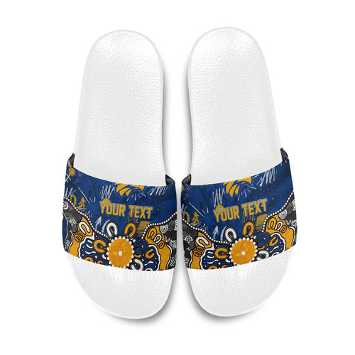 Personalized West Coast Eagles Slide Sandals Aboriginal Dot Painting Graffiti Style