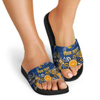 Personalized West Coast Eagles Slide Sandals Aboriginal Dot Painting Graffiti Style
