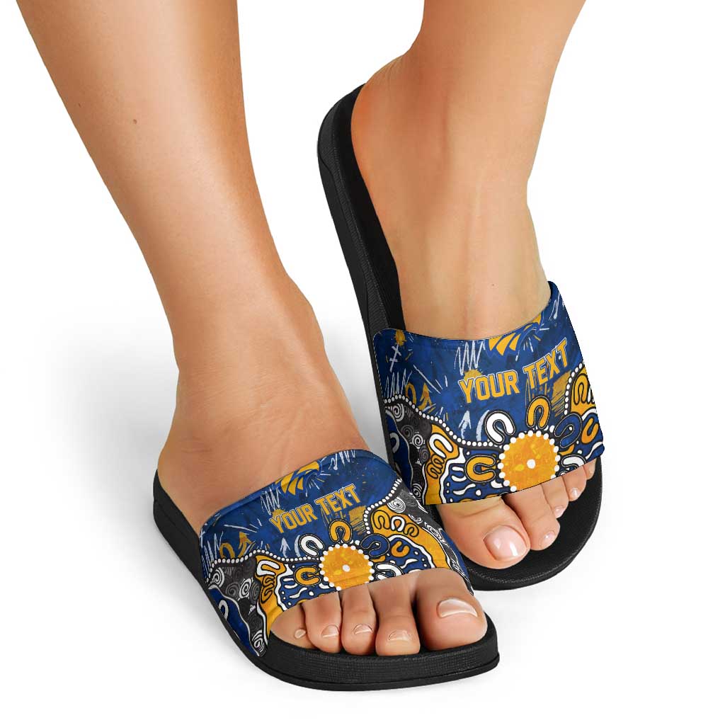 Personalized West Coast Eagles Slide Sandals Aboriginal Dot Painting Graffiti Style