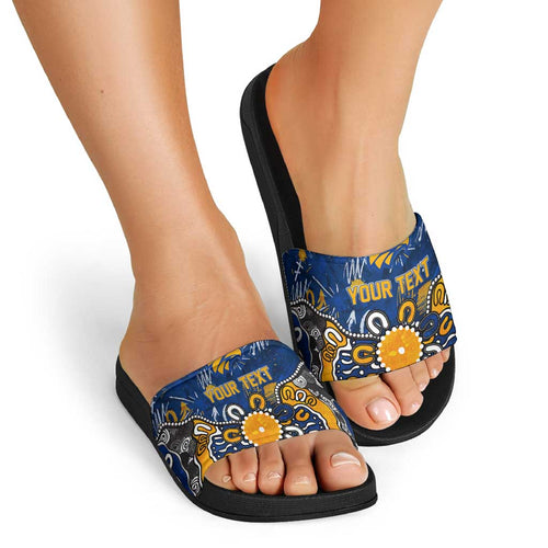 Personalized West Coast Eagles Slide Sandals Aboriginal Dot Painting Graffiti Style