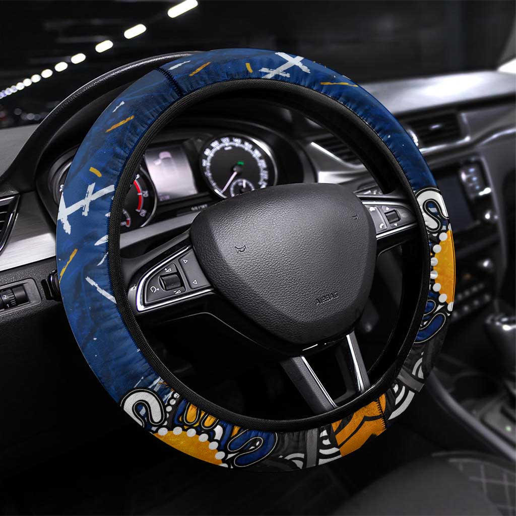West Coast Eagles Steering Wheel Cover Aboriginal Dot Painting Graffiti Style