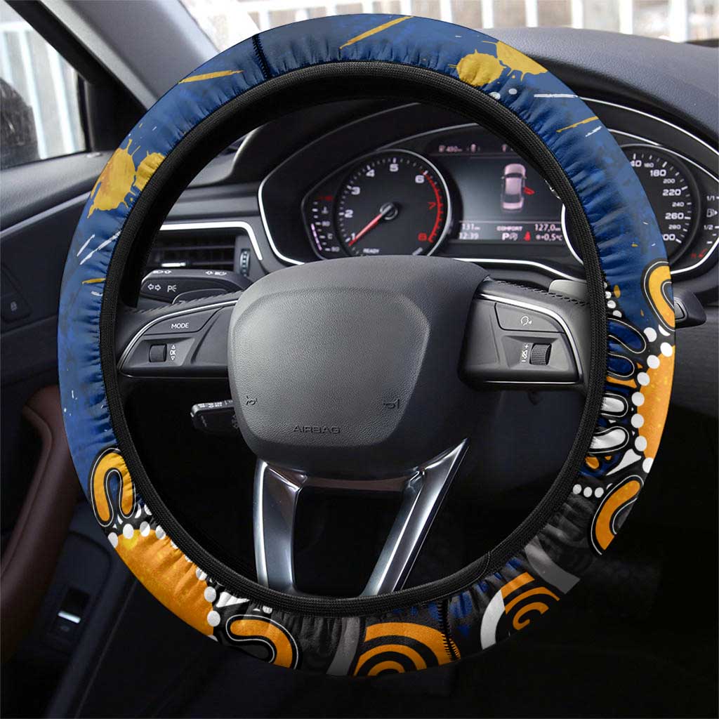 West Coast Eagles Steering Wheel Cover Aboriginal Dot Painting Graffiti Style