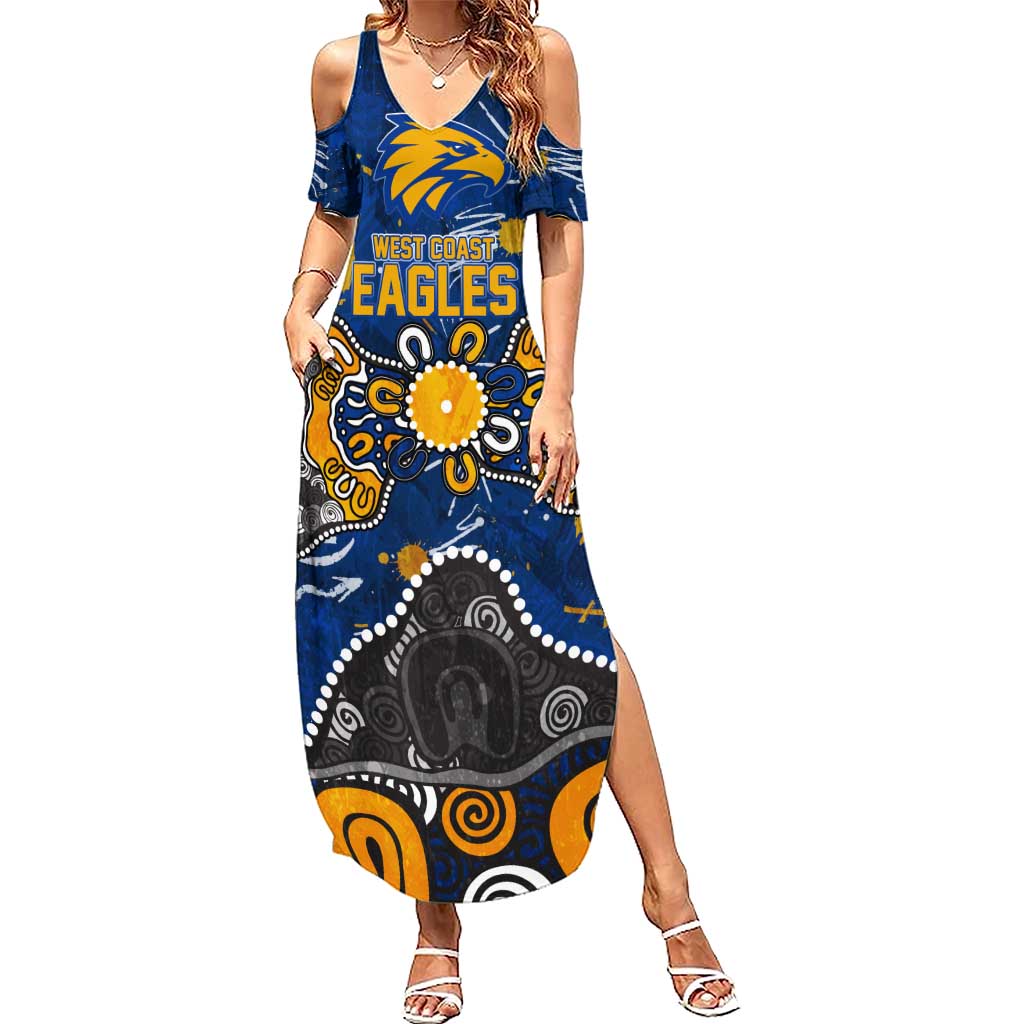 Personalized West Coast Eagles Summer Maxi Dress Aboriginal Dot Painting Graffiti Style