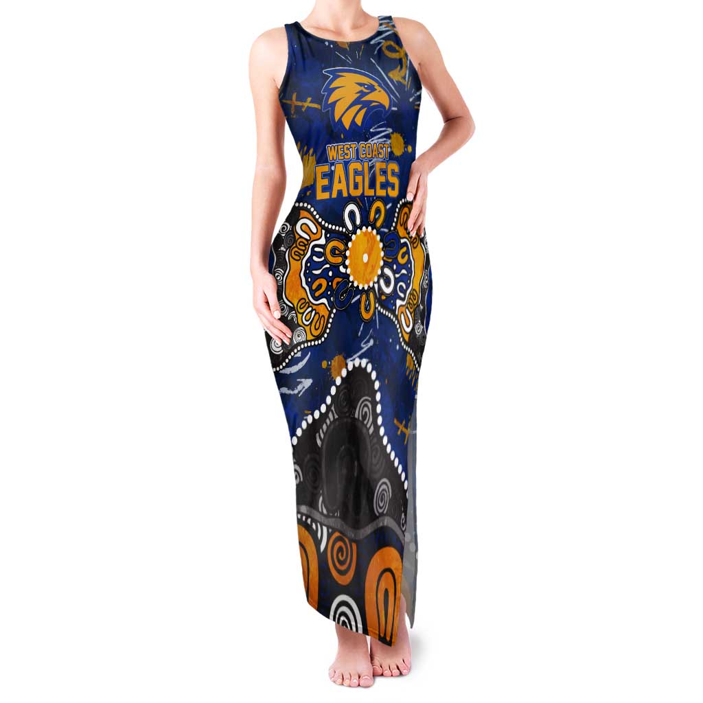 Personalized West Coast Eagles Tank Maxi Dress Aboriginal Dot Painting Graffiti Style