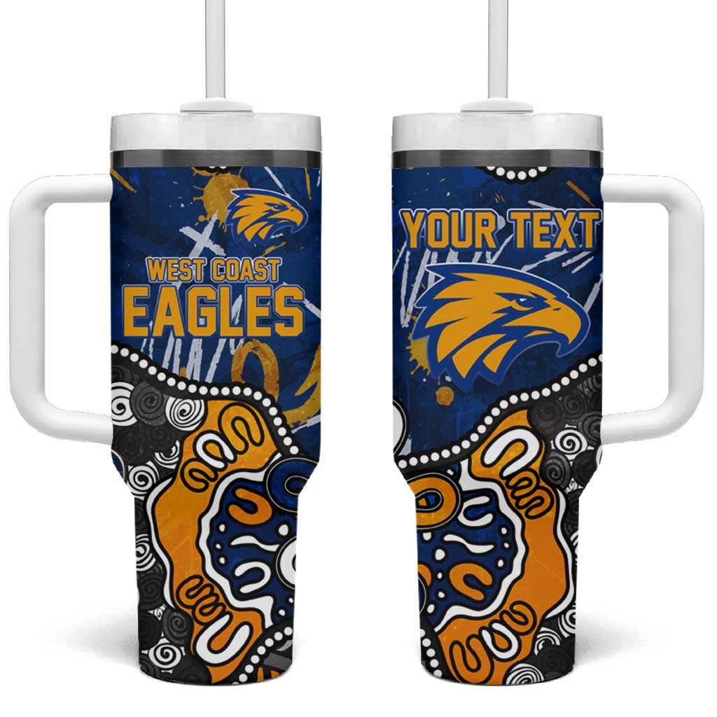Personalized West Coast Eagles Tumbler With Handle Aboriginal Dot Painting Graffiti Style