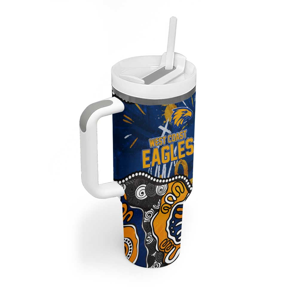 Personalized West Coast Eagles Tumbler With Handle Aboriginal Dot Painting Graffiti Style
