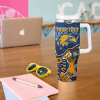 Personalized West Coast Eagles Tumbler With Handle Aboriginal Dot Painting Graffiti Style