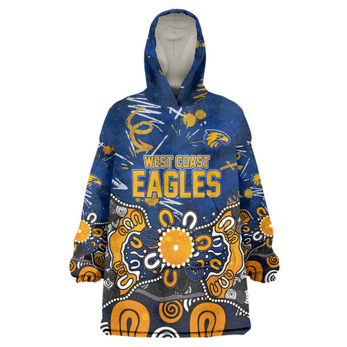 Personalized West Coast Eagles Wearable Blanket Hoodie Aboriginal Dot Painting Graffiti Style