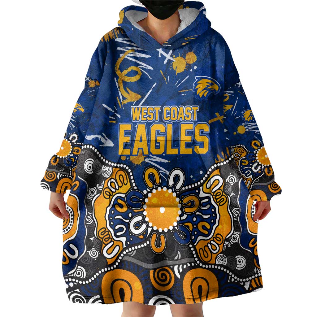 Personalized West Coast Eagles Wearable Blanket Hoodie Aboriginal Dot Painting Graffiti Style