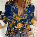 Personalized West Coast Eagles Women Casual Shirt Aboriginal Dot Painting Graffiti Style