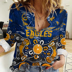 Personalized West Coast Eagles Women Casual Shirt Aboriginal Dot Painting Graffiti Style