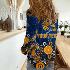 Personalized West Coast Eagles Women Casual Shirt Aboriginal Dot Painting Graffiti Style