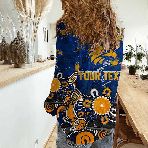 Personalized West Coast Eagles Women Casual Shirt Aboriginal Dot Painting Graffiti Style