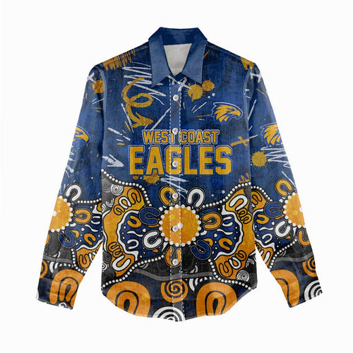 Personalized West Coast Eagles Women Casual Shirt Aboriginal Dot Painting Graffiti Style