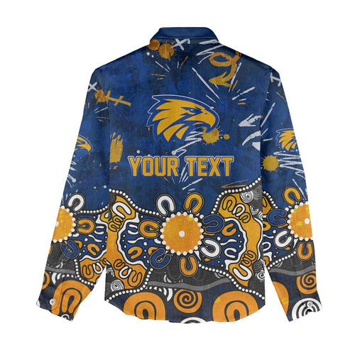 Personalized West Coast Eagles Women Casual Shirt Aboriginal Dot Painting Graffiti Style