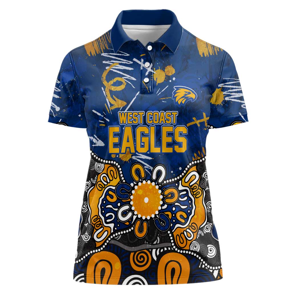 Personalized West Coast Eagles Women Polo Shirt Aboriginal Dot Painting Graffiti Style