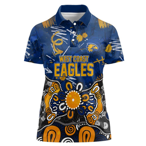 Personalized West Coast Eagles Women Polo Shirt Aboriginal Dot Painting Graffiti Style