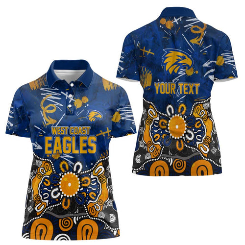 Personalized West Coast Eagles Women Polo Shirt Aboriginal Dot Painting Graffiti Style