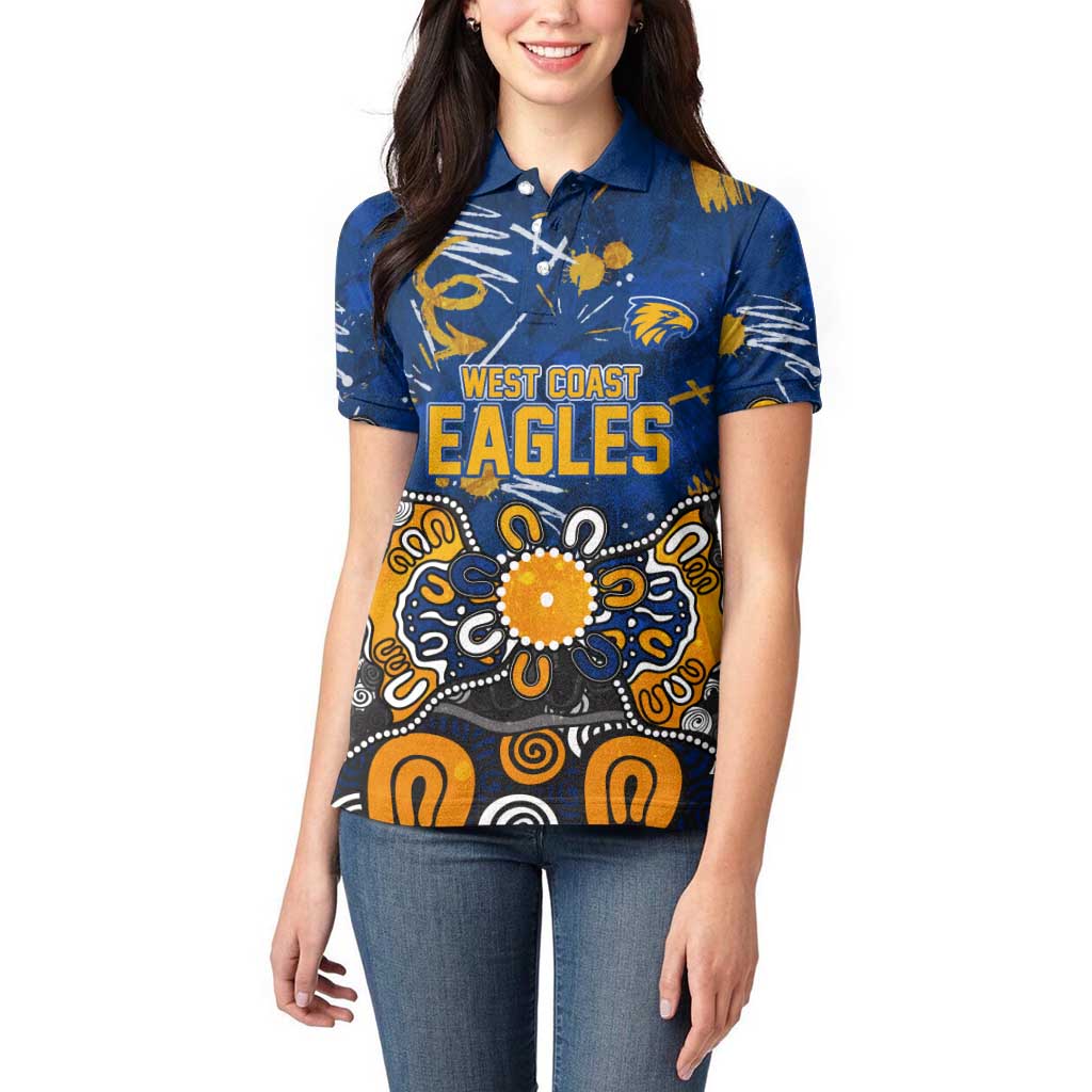 Personalized West Coast Eagles Women Polo Shirt Aboriginal Dot Painting Graffiti Style