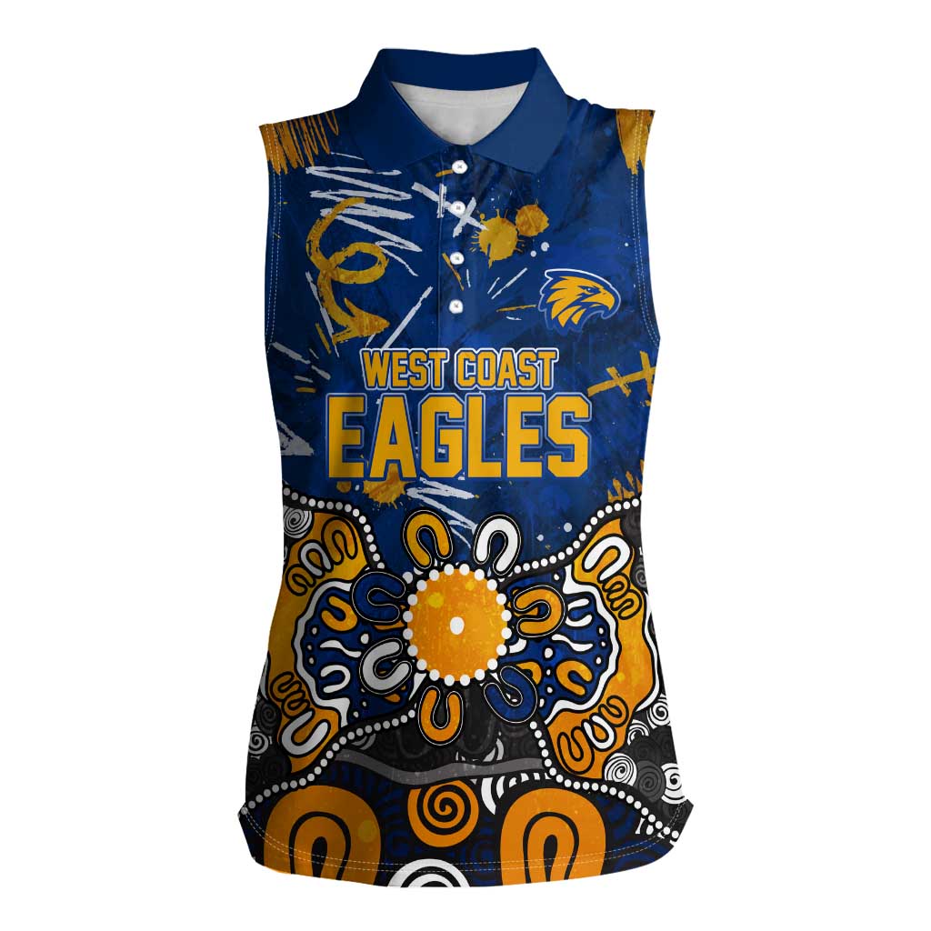 Personalized West Coast Eagles Women Sleeveless Polo Shirt Aboriginal Dot Painting Graffiti Style