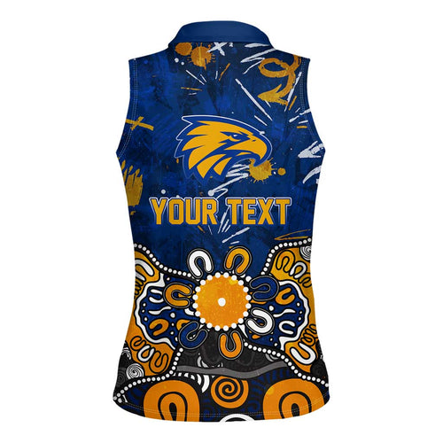 Personalized West Coast Eagles Women Sleeveless Polo Shirt Aboriginal Dot Painting Graffiti Style