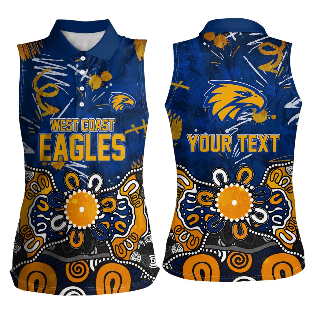 Personalized West Coast Eagles Women Sleeveless Polo Shirt Aboriginal Dot Painting Graffiti Style