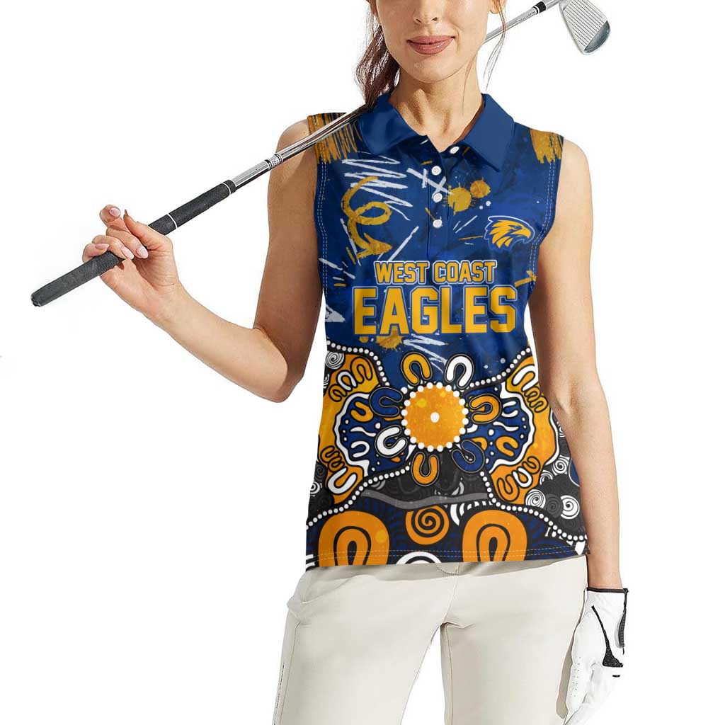 Personalized West Coast Eagles Women Sleeveless Polo Shirt Aboriginal Dot Painting Graffiti Style