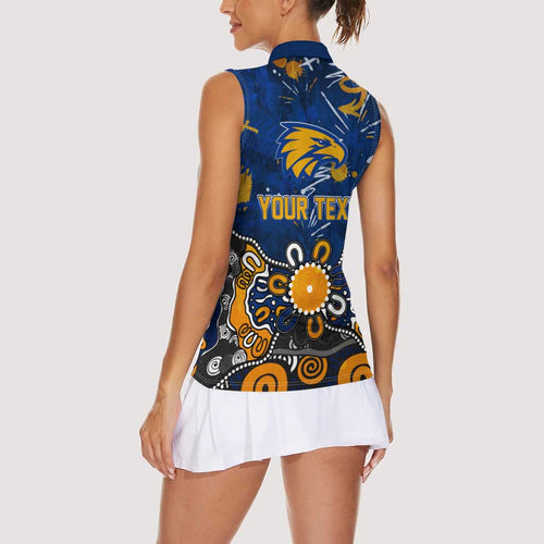Personalized West Coast Eagles Women Sleeveless Polo Shirt Aboriginal Dot Painting Graffiti Style