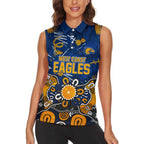Personalized West Coast Eagles Women Sleeveless Polo Shirt Aboriginal Dot Painting Graffiti Style